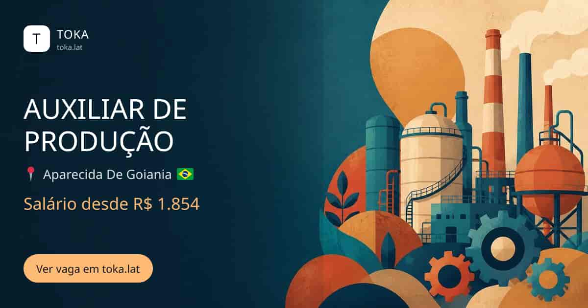 Vaga de Auxiliar de produção em Aparecida de Goiânia, Brasil, salário desde R$ 1.854
