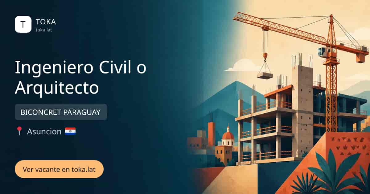 Vacante de Ingeniero civil o arquitecto en Asunción, Paraguay — BICONCRET PARAGUAY