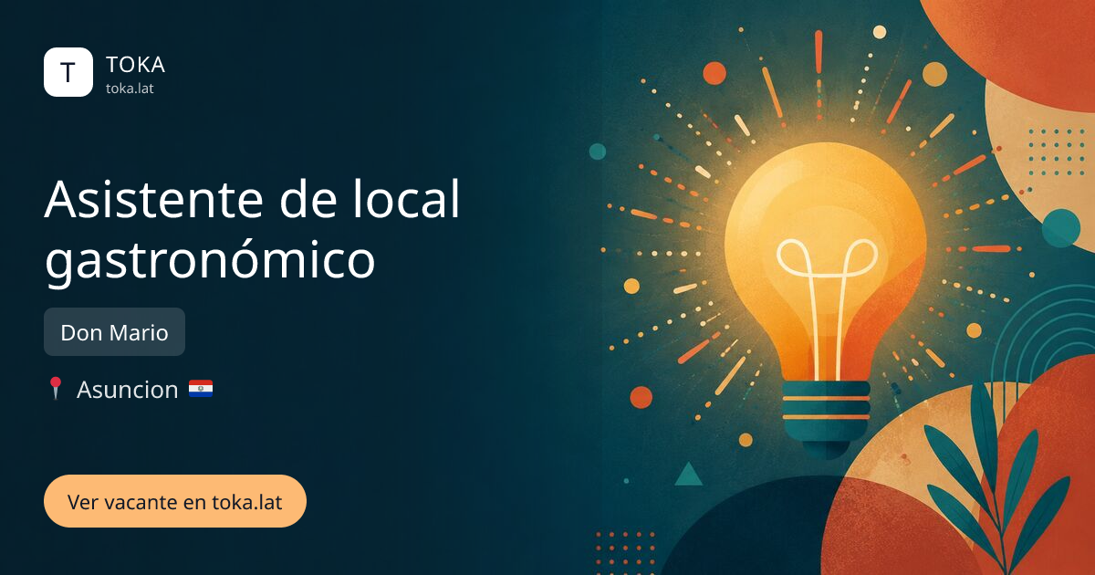 Vacante de Asistente de local gastronómico en Asunción, Paraguay — Don Mario