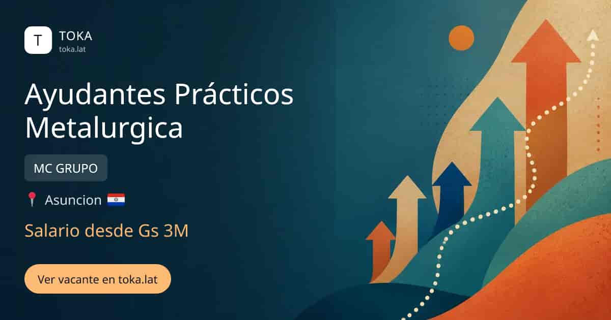 Vacante de Ayudantes prácticos metalurgica en Asunción, Paraguay — MC GRUPO, salario desde Gs 3M