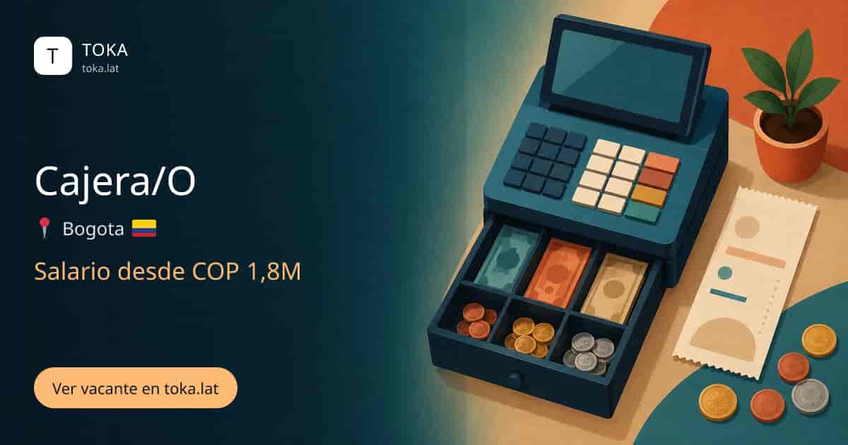 Vacante de Cajera/o en Bogota, Colombia, salario desde COP 1,8M