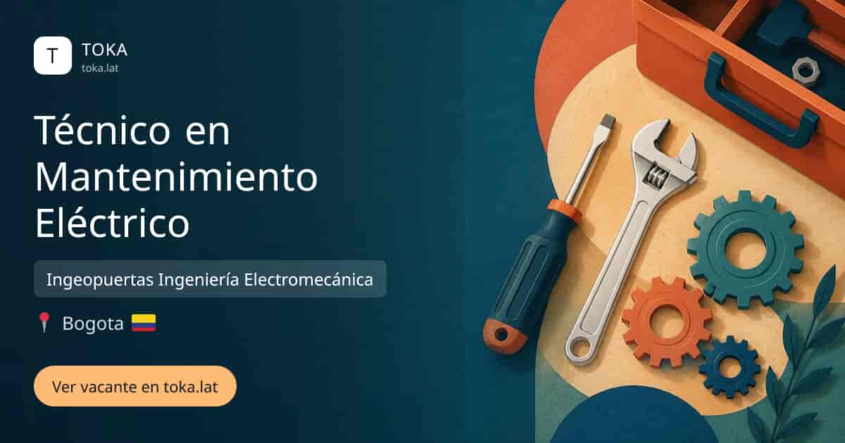 Vacante de Técnico en mantenimiento eléctrico en Bogota, Colombia — Ingeopuertas Ingeniería Electromecánica