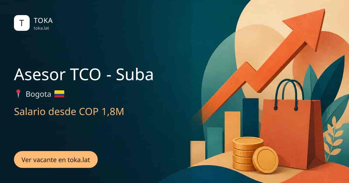 Vacante de Asesor tco - suba en Bogota, Colombia, salario desde COP 1,8M