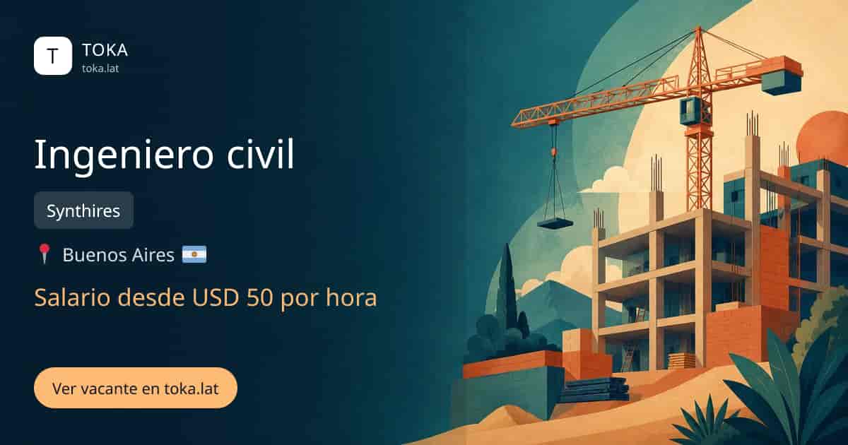 Vacante de Ingeniero civil en Buenos Aires, Argentina — Synthires, salario desde USD 50 por hora