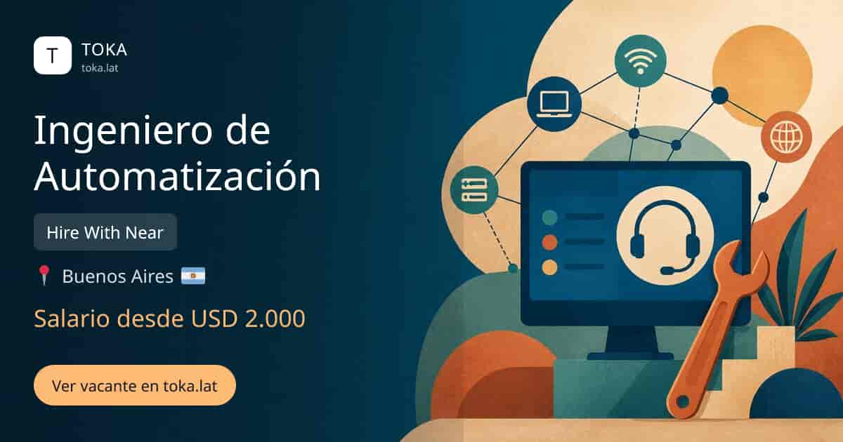 Vacante de Ingeniero de automatización en Buenos Aires, Argentina — Hire With Near, salario desde USD 2.000