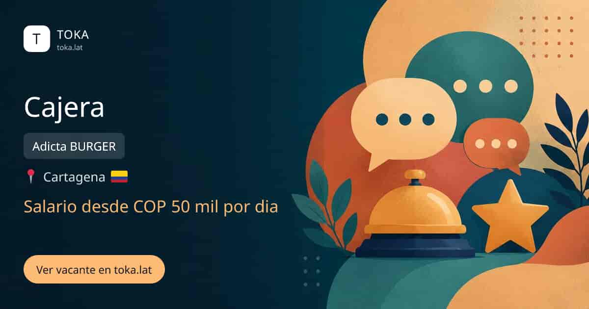Vacante de Cajera en Cartagena, Colombia — Adicta BURGER, salario desde COP 50 mil por dia