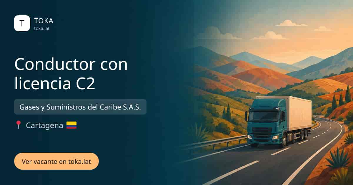 Vacante de Conductor con licencia c2 en Cartagena, Colombia — Gases y Suministros del Caribe S.A.S.