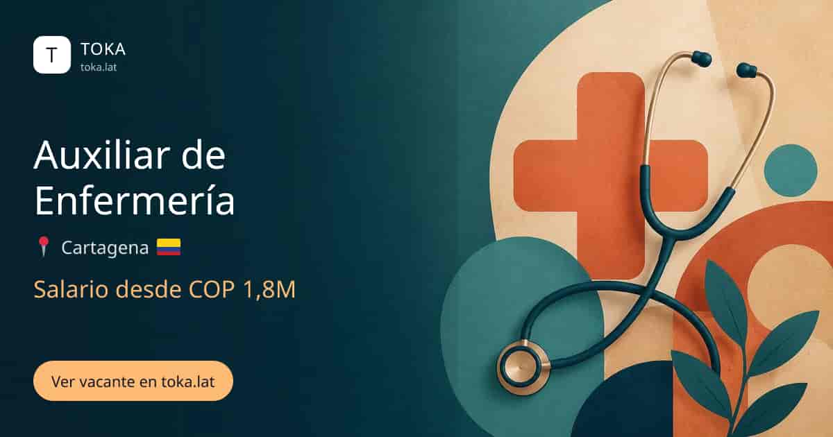 Vacante de Auxiliar de enfermería en Cartagena, Colombia, salario desde COP 1,8M