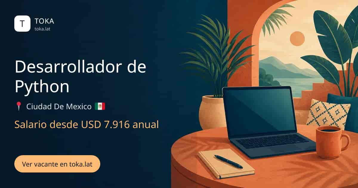 Vacante de Desarrollador de python en Ciudad de Mexico, Mexico, salario desde USD 7.916 anual