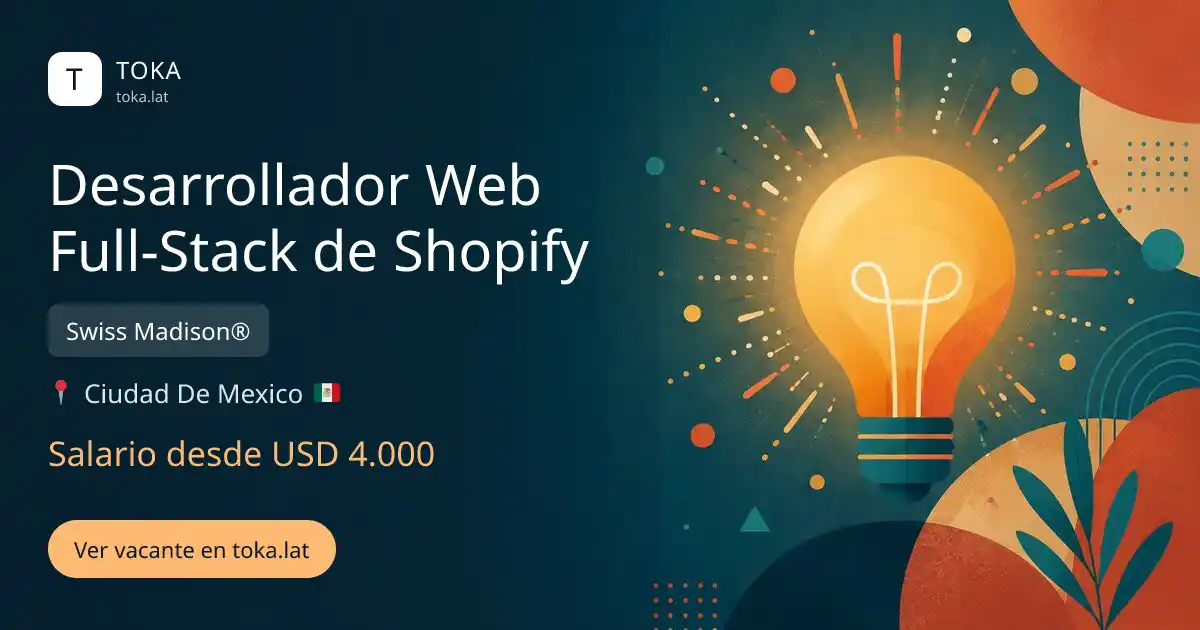 Vacante de Desarrollador web full-stack de shopify en Ciudad de Mexico, Mexico — Swiss Madison®, salario desde USD 4.000