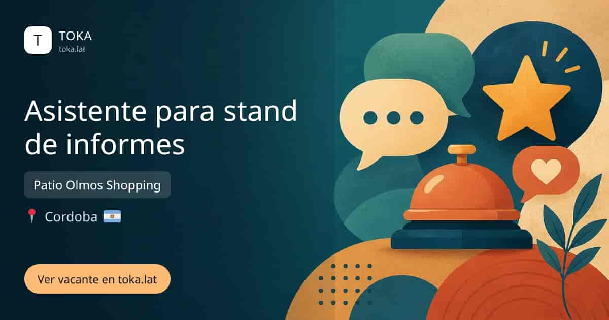 Vacante de Asistente para stand de informes en Cordoba, Argentina — Patio Olmos Shopping