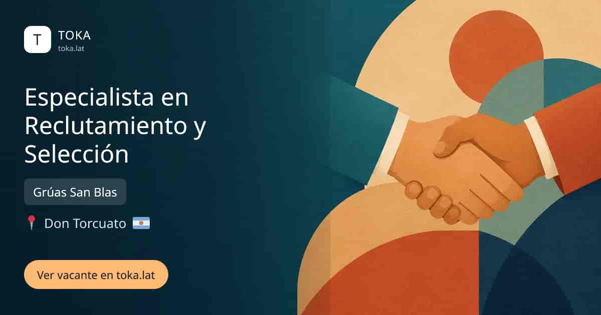 Vacante de Especialista en reclutamiento y selección en Don Torcuato, Argentina — Grúas San Blas