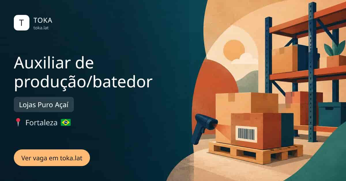 Vaga de Auxiliar de produção/batedor em Fortaleza, Brasil — Lojas Puro Açaí