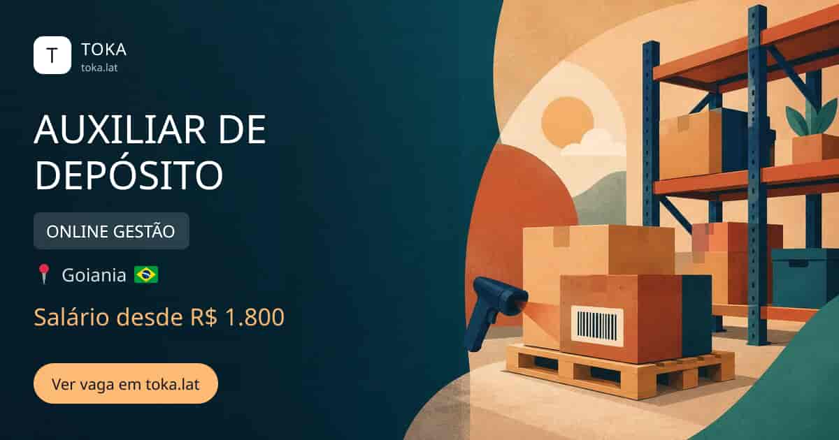 Vaga de Auxiliar de depósito em Goiania, Brasil — ONLINE GESTÃO, salário desde R$ 1.800