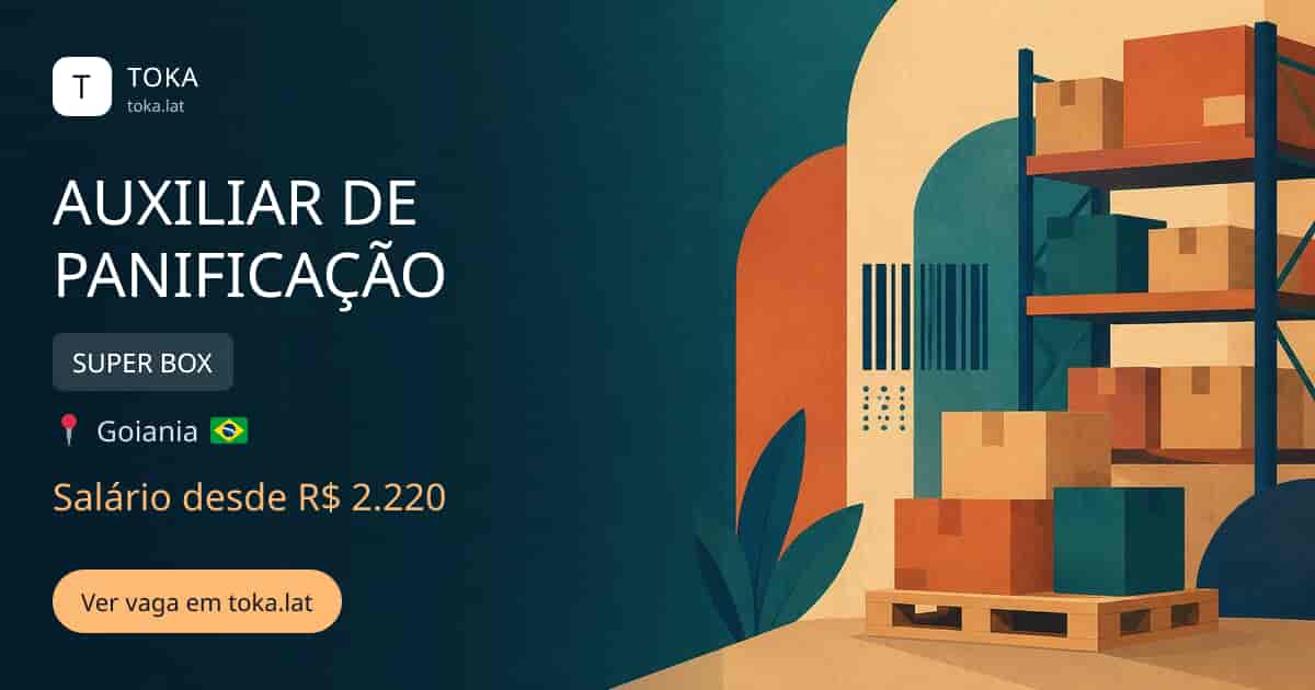 Vaga de Auxiliar de panificação em Goiania, Brasil — SUPER BOX, salário desde R$ 2.220