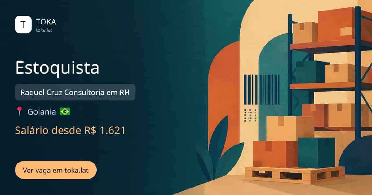 Vaga de Estoquista em Goiania, Brasil — Raquel Cruz Consultoria em RH, salário desde R$ 1.621