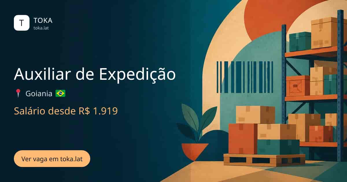 Vaga de Auxiliar de expedição em Goiania, Brasil, salário desde R$ 1.919