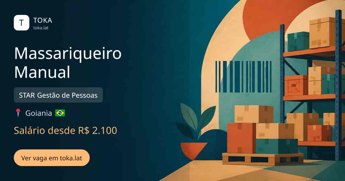 Vaga de Massariqueiro manual em Goiania, Brasil — STAR Gestão de Pessoas, salário desde R$ 2.100