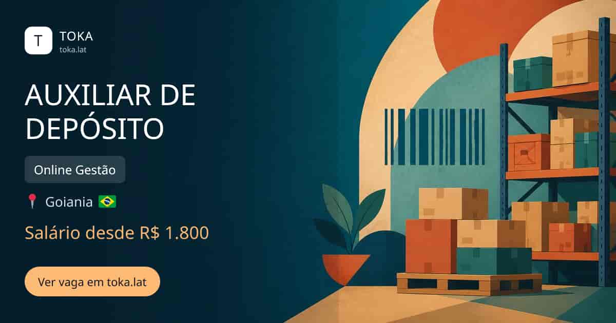 Vaga de Auxiliar de depósito em Goiania, Brasil — Online Gestão, salário desde R$ 1.800