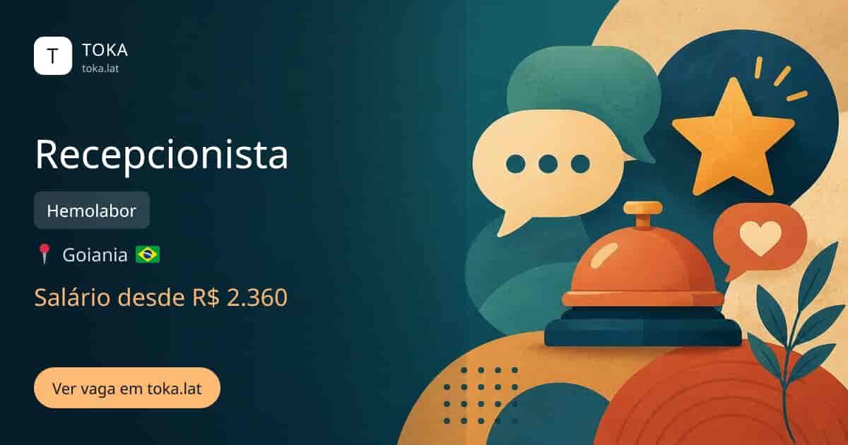 Vaga de Recepcionista em Goiania, Brasil — Hemolabor, salário desde R$ 2.360