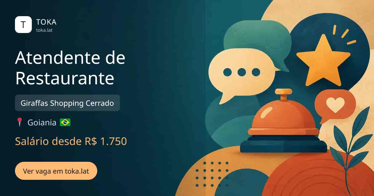 Vaga de Atendente de restaurante em Goiania, Brasil — Giraffas Shopping Cerrado, salário desde R$ 1.750
