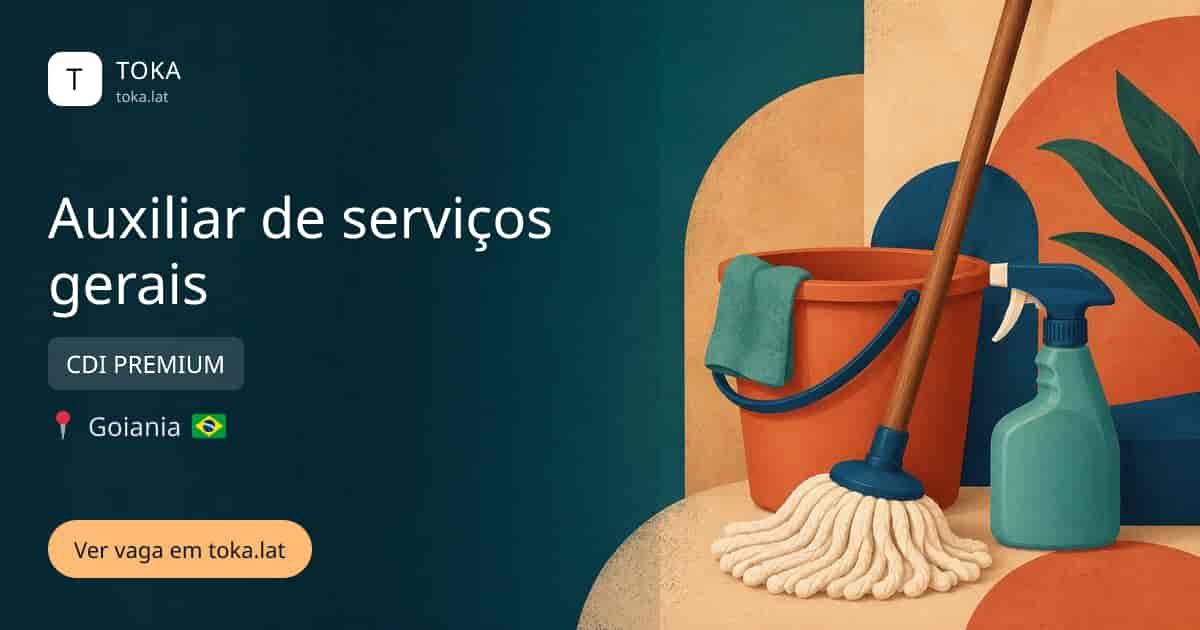 Vaga de Auxiliar de serviços gerais em Goiania, Brasil — CDI PREMIUM
