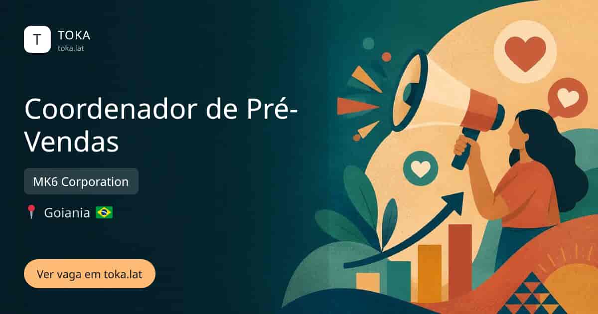 Vaga de Coordenador de pré-vendas em Goiania, Brasil — MK6 Corporation