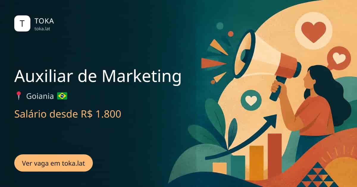 Vaga de Auxiliar de marketing em Goiania, Brasil, salário desde R$ 1.800