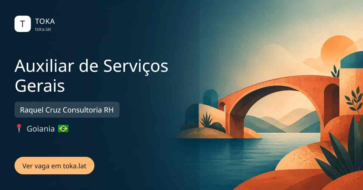 Vaga de Auxiliar de serviços gerais em Goiania, Brasil — Raquel Cruz Consultoria RH