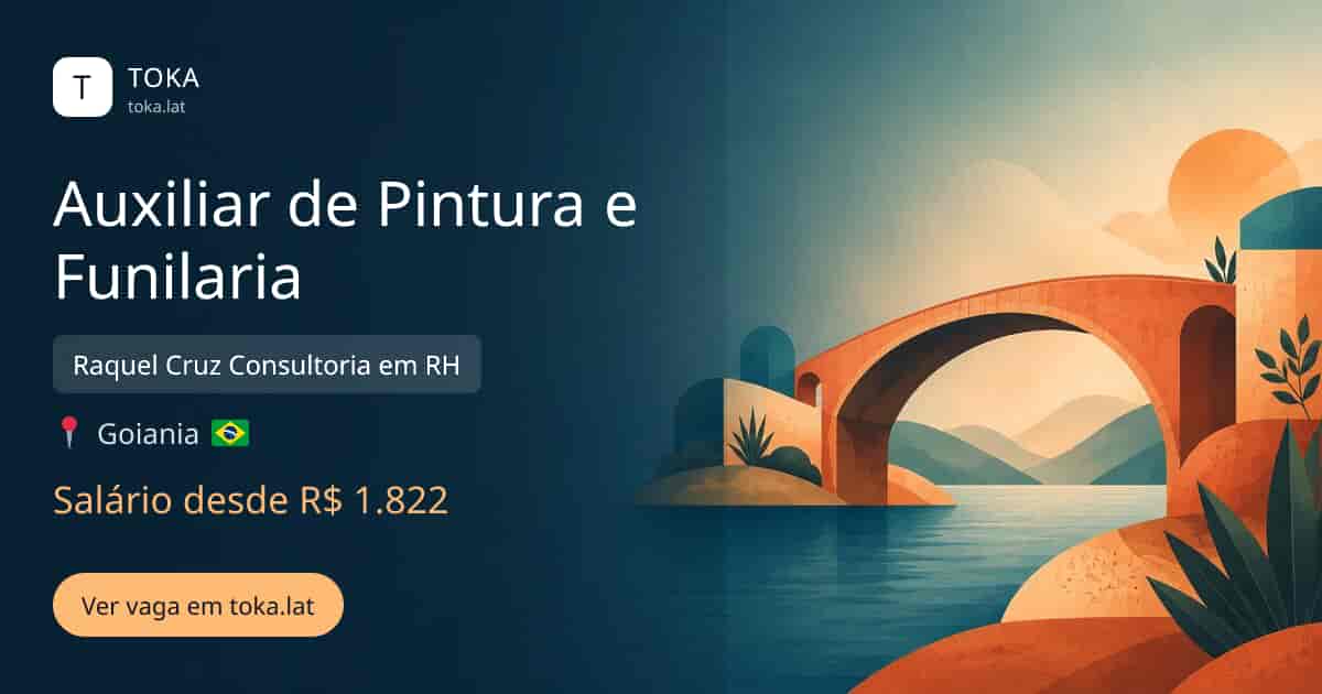 Vaga de Auxiliar de pintura e funilaria em Goiania, Brasil — Raquel Cruz Consultoria em RH, salário desde R$ 1.822