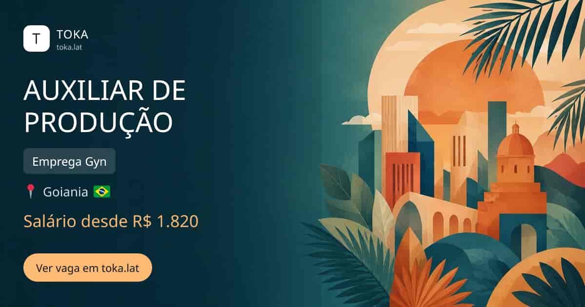 Vaga de Auxiliar de produção em Goiania, Brasil — Emprega Gyn, salário desde R$ 1.820