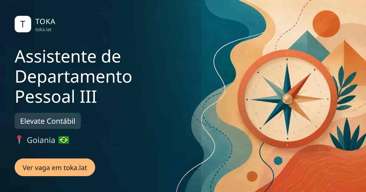 Vaga de Assistente de departamento pessoal iii em Goiania, Brasil — Elevate Contábil
