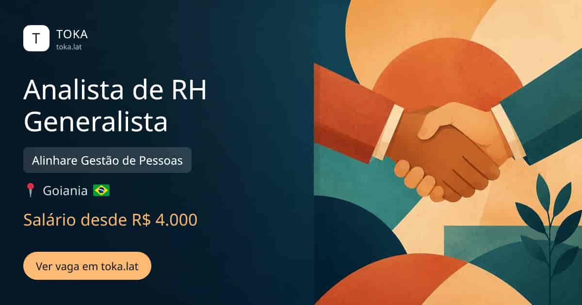 Vaga de Analista de rh generalista em Goiania, Brasil — Alinhare Gestão de Pessoas, salário desde R$ 4.000