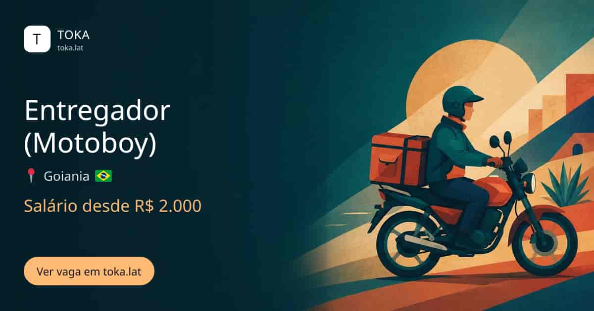 Vaga de Entregador (motoboy) em Goiania, Brasil, salário desde R$ 2.000