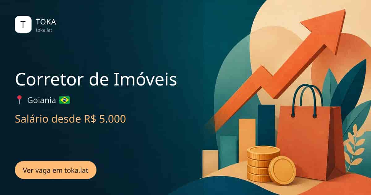Vaga de Corretor de imóveis em Goiania, Brasil, salário desde R$ 5.000