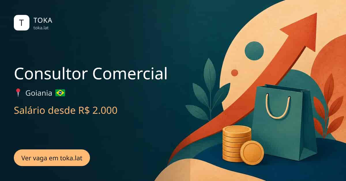Vaga de Consultor comercial em Goiania, Brasil, salário desde R$ 2.000