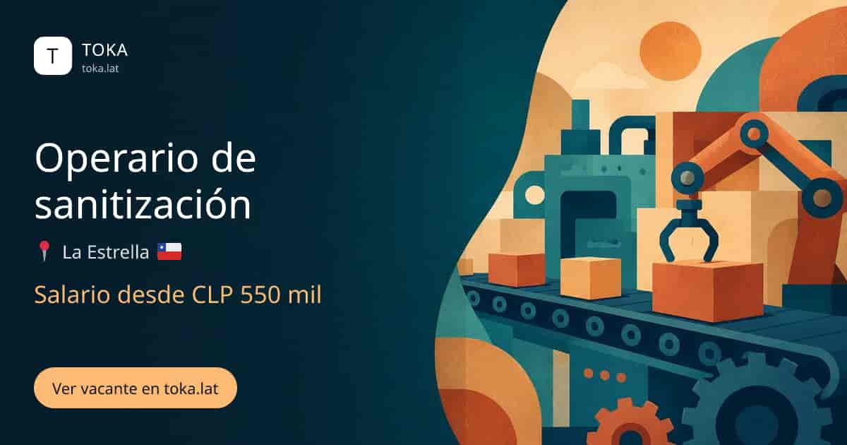 Vacante de Operario de sanitización en La Estrella, Chile, salario desde CLP 550 mil