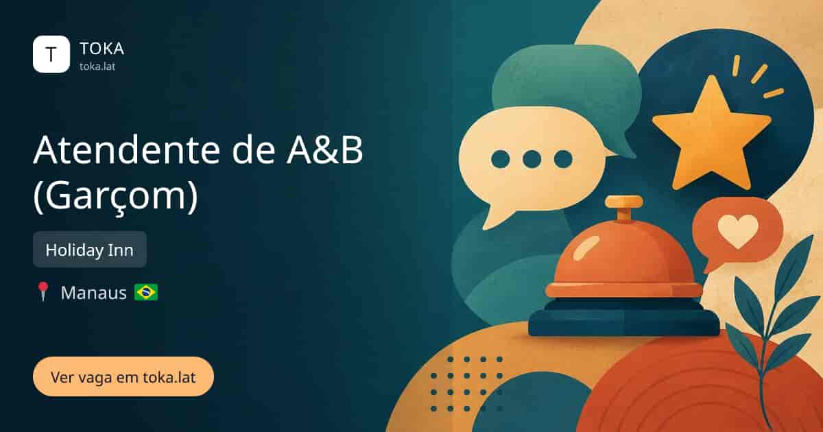 Vaga de Atendente de a&b (garçom) em Manaus, Brasil — Holiday Inn