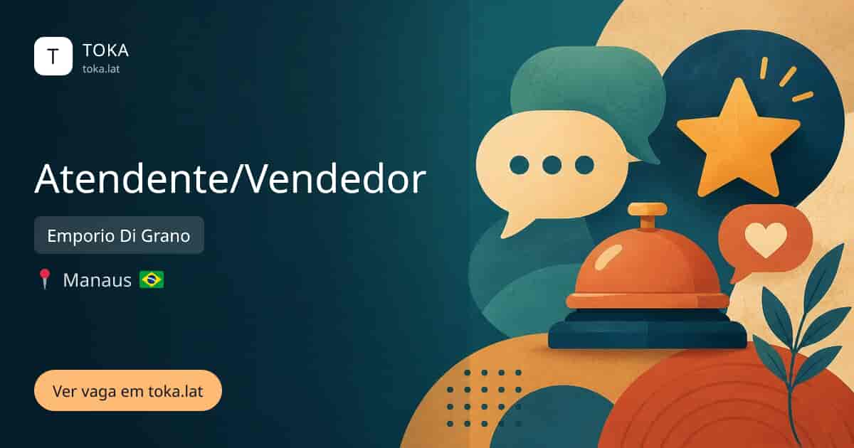 Vaga de Atendente/vendedor em Manaus, Brasil — Emporio Di Grano