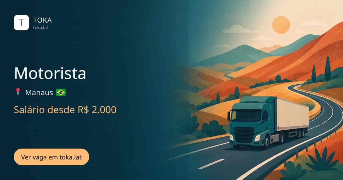 Vaga de Motorista em Manaus, Brasil, salário desde R$ 2.000