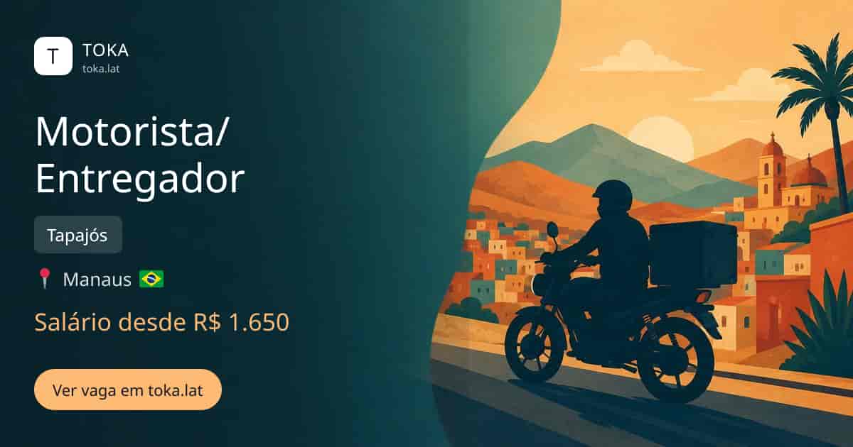Vaga de Motorista/entregador em Manaus, Brasil — Tapajós, salário desde R$ 1.650