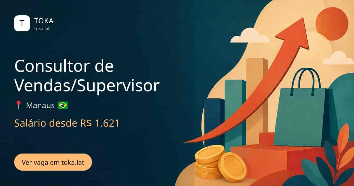Vaga de Consultor de vendas/supervisor em Manaus, Brasil, salário desde R$ 1.621