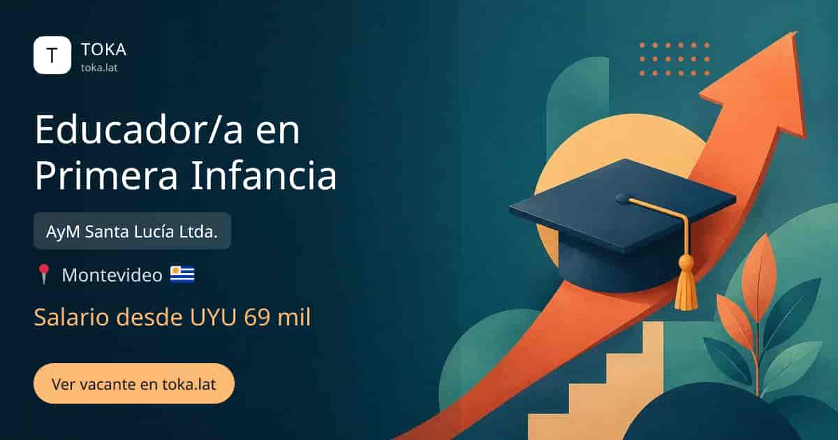 Vacante de Educador/a en primera infancia en Montevideo, Uruguay — AyM Santa Lucía Ltda., salario desde UYU 69 mil