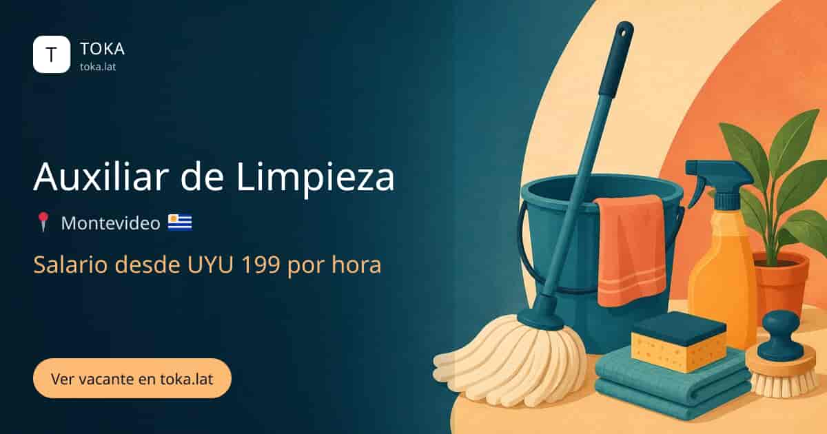 Vacante de Auxiliar de limpieza en Montevideo, Uruguay, salario desde UYU 199 por hora