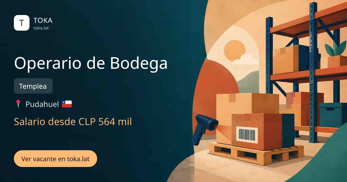 Vacante de Operario de bodega en Pudahuel, Chile — Templea, salario desde CLP 564 mil