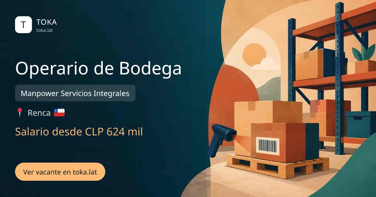 Vacante de Operario de bodega en Renca, Chile — Manpower Servicios Integrales, salario desde CLP 624 mil