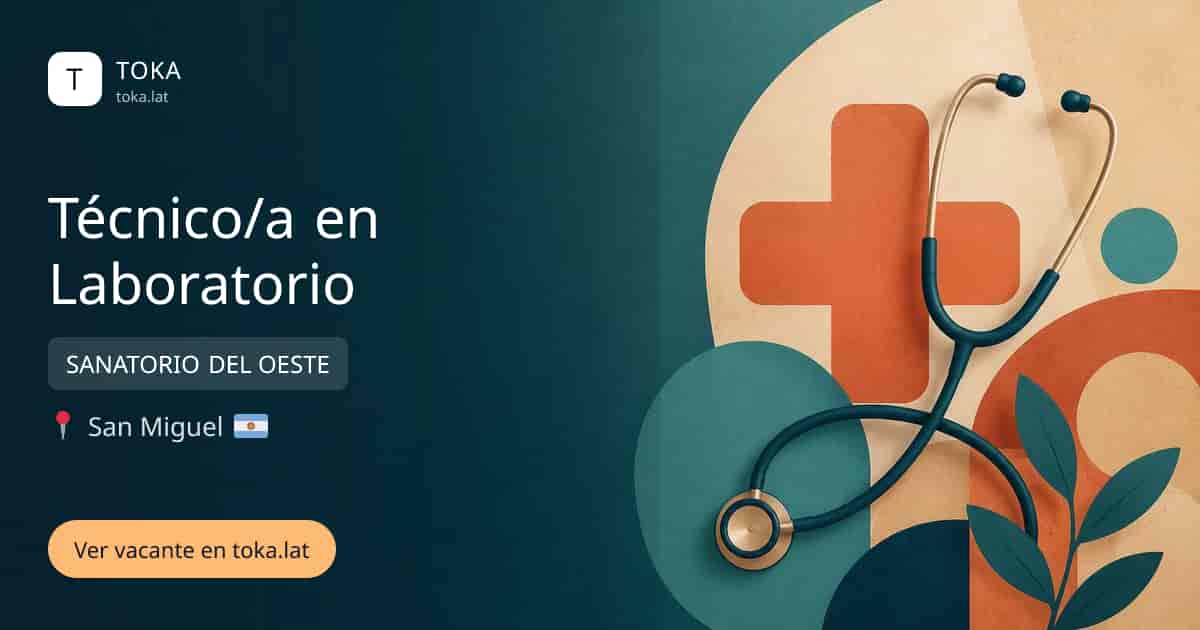 Vacante de Técnico/a en laboratorio en San Miguel, Argentina — SANATORIO DEL OESTE