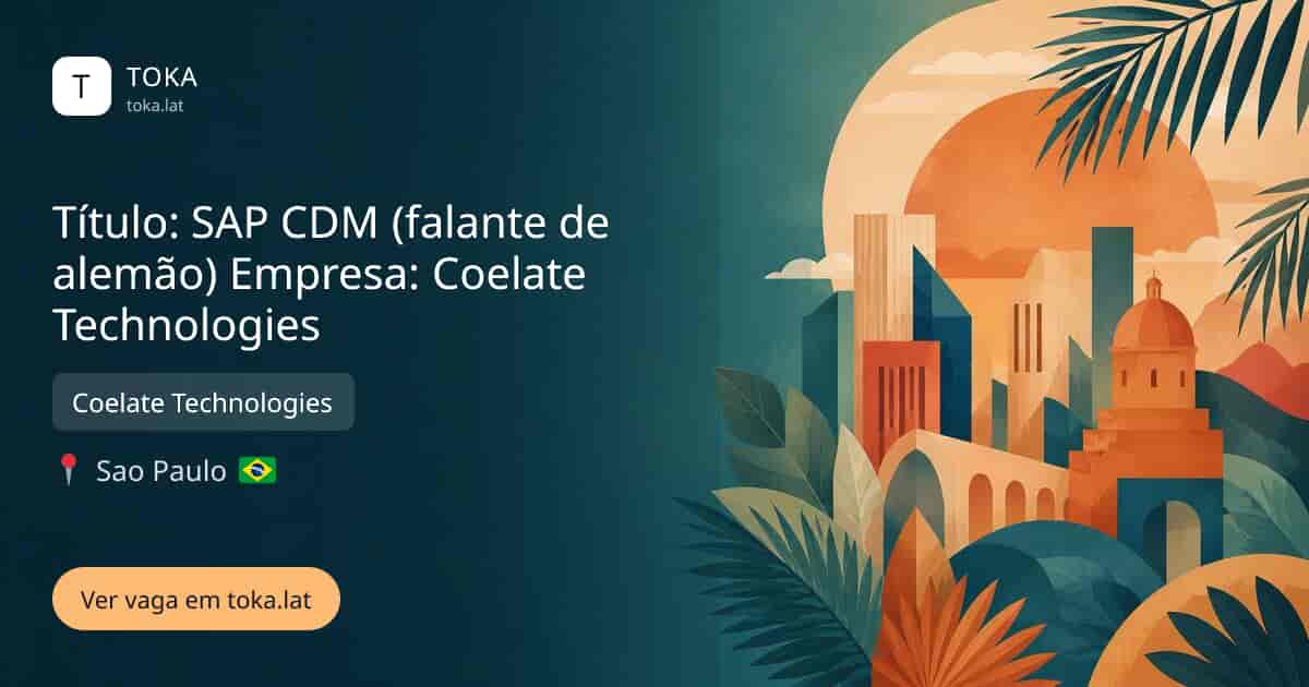 Vaga de Título: sap cdm (falante de alemão) empresa: coelate technologies em Sao Paulo, Brasil — Coelate Technologies