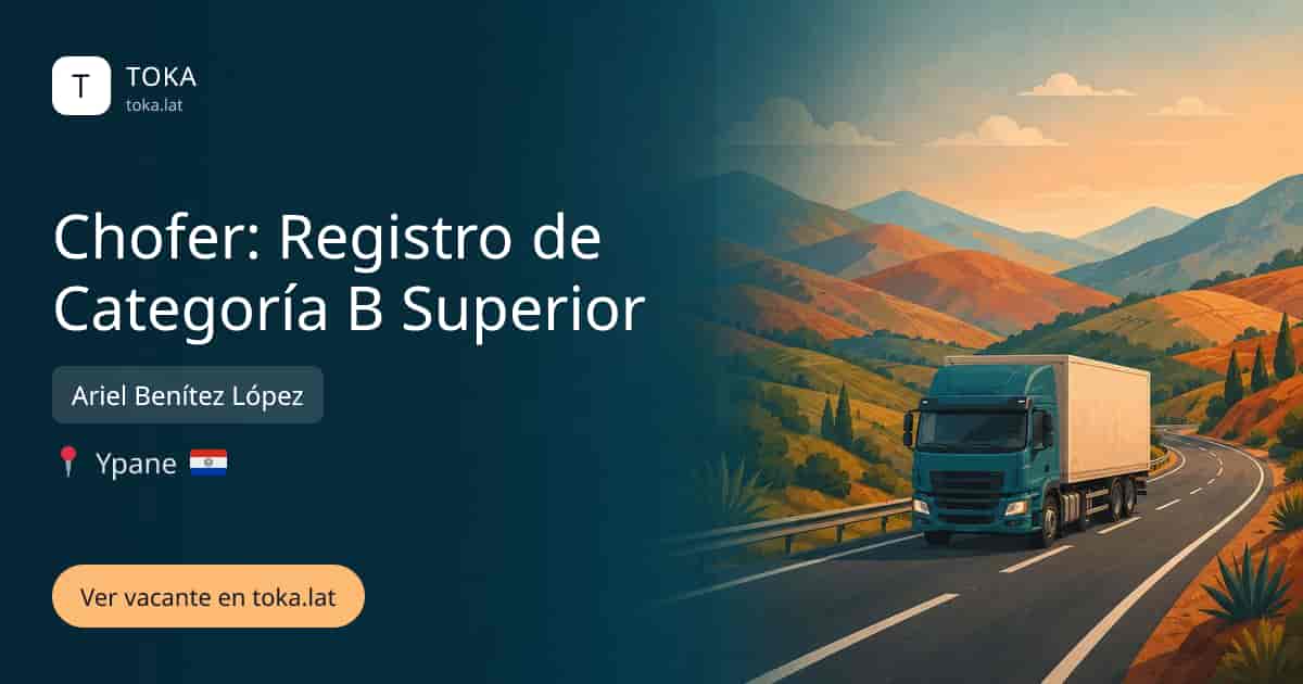 Vacante de Chofer: registro de categoría b superior en Ypané, Paraguay — Ariel Benítez López